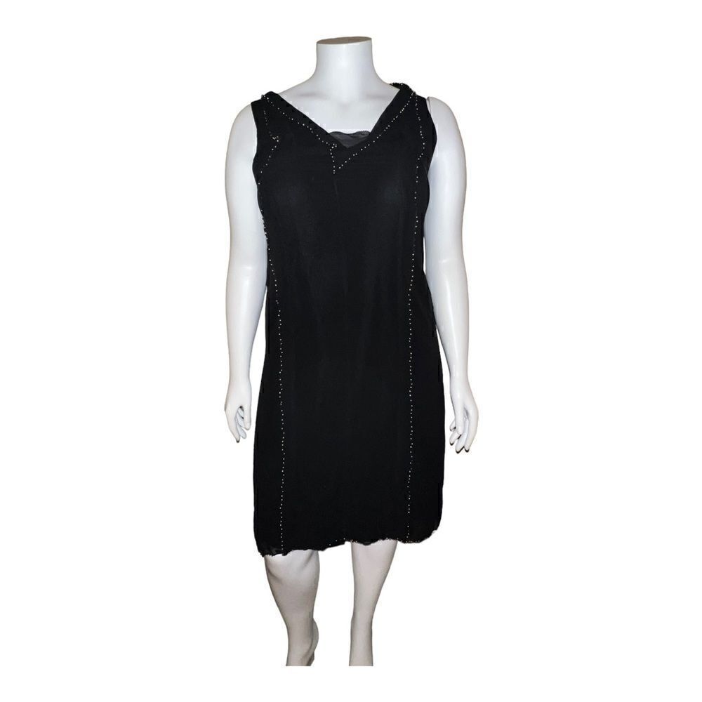 Lane Bryant Black Silver Beaded Embellished Sleeveless Dress Sample Size 14 NWT
